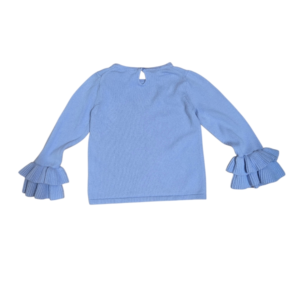 Janie and Jack Light Blue Ruffle Sleeve Sweater Size 4 - Picture 3 of 10